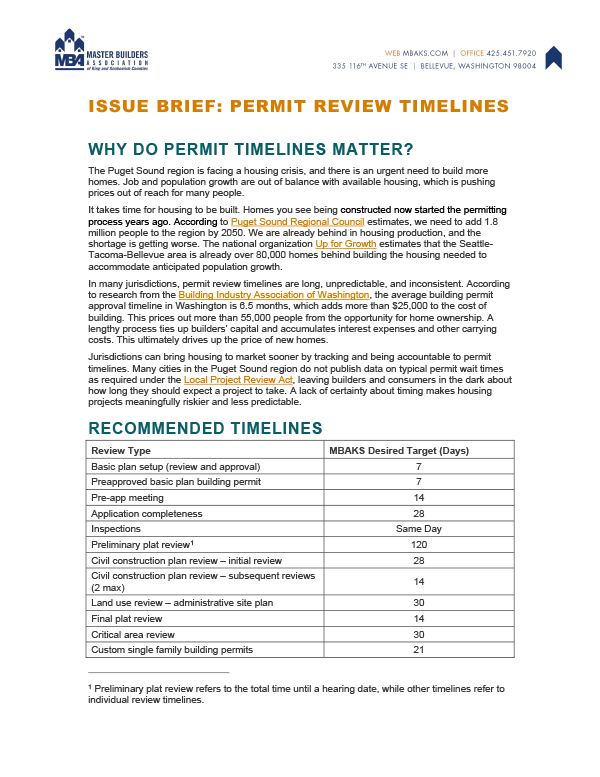 Permit Review Timelines Issue Brief