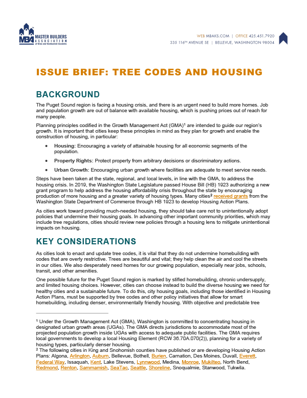 Tree Code Issue Brief