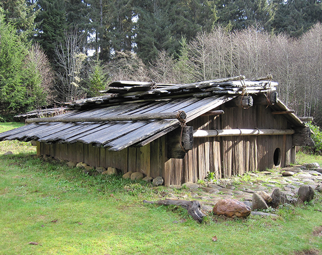 traditional Yurok Indian family house at Sumêg Village, in Sue-meg State Park, northern California