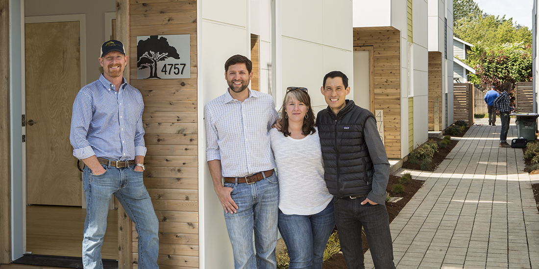 Green Canopy Homes' Aaron Fairchild, Eric Lubert, Kate Wells-Driscoll, and Sam Lai