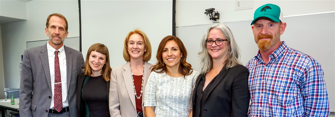 2017 Built Green Conference panel featuring Alan Durning, Jenny Durkan, Teresa Mosqueda, Cary Moon, and Aaron Fairchild