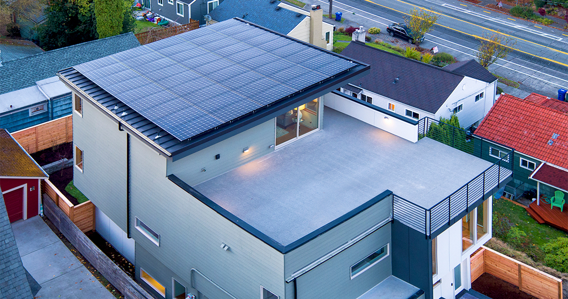 Rooftop of modern housing building