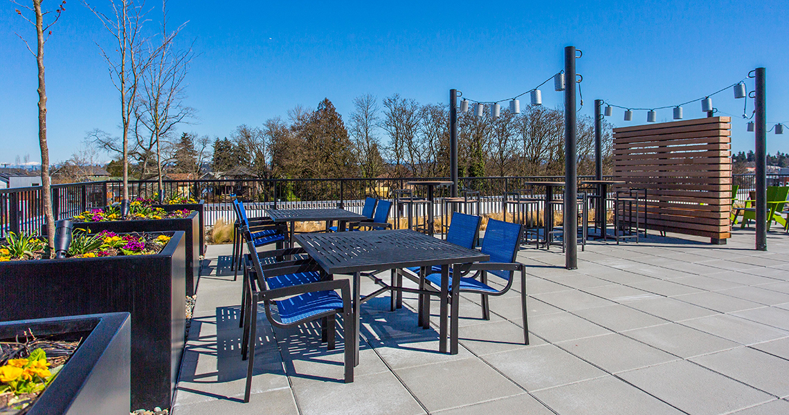 BDR Holdings Sonata Apartments at Columbia Station Built Green 4-Star roof deck. Photo credit: Heiser Media