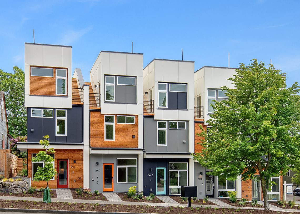 Blackwood Builders Group Built Green 4-Star Greenwood Ave. townhomes exterior, photo credit Clarity Northwest