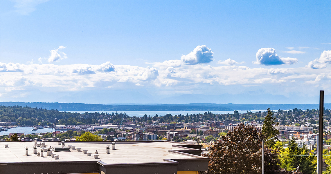 Blackwood Builders Group Built Green 4-Star Greenwood Ave. townhomes water view, photo credit Clarity Northwest