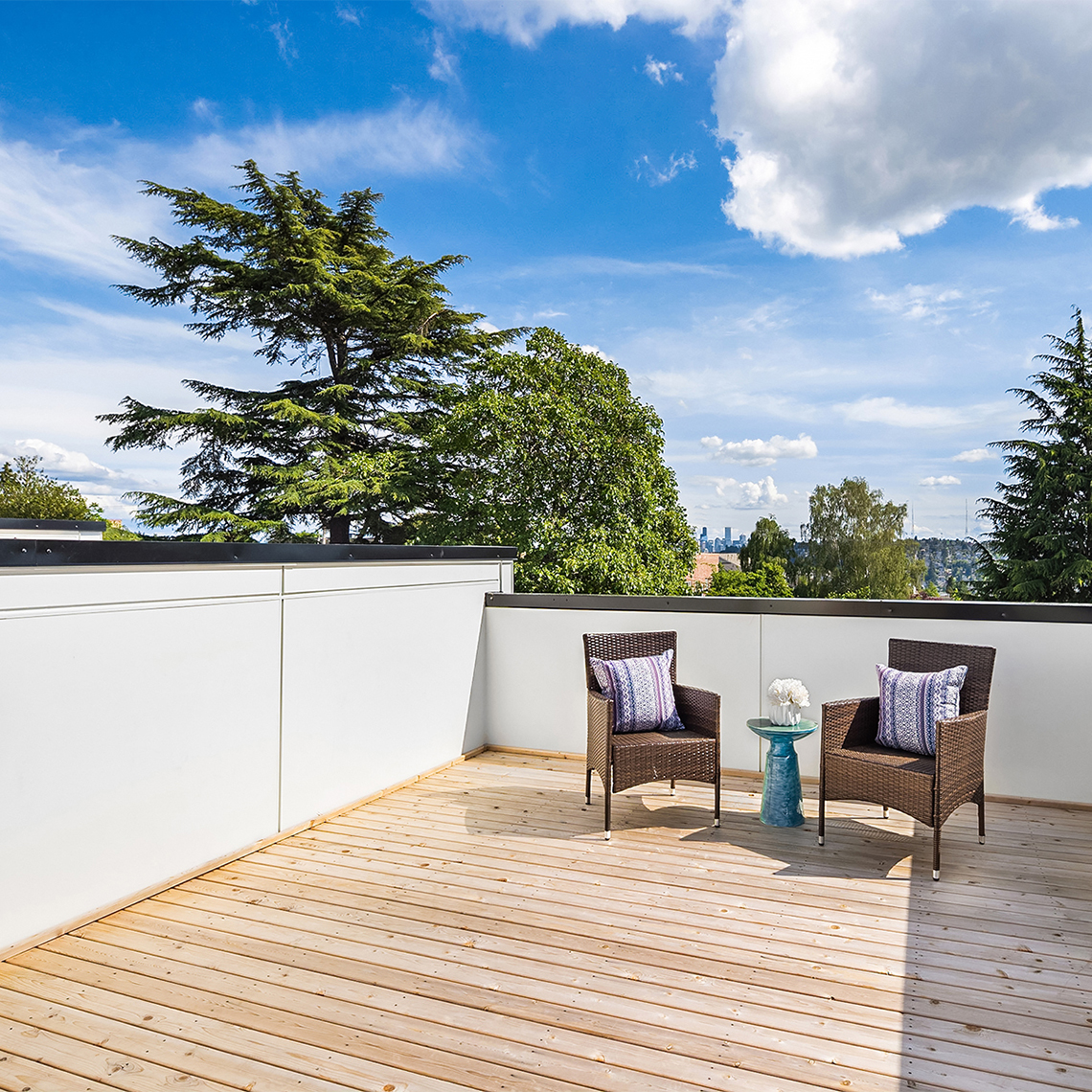 Blackwood Builders Group Built Green 4-Star Greenwood Ave. townhomes roof deck, photo credit Clarity Northwest