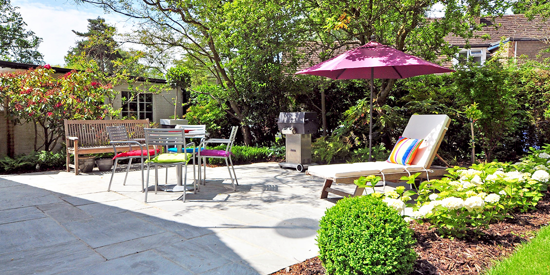 Colorful backyard patio